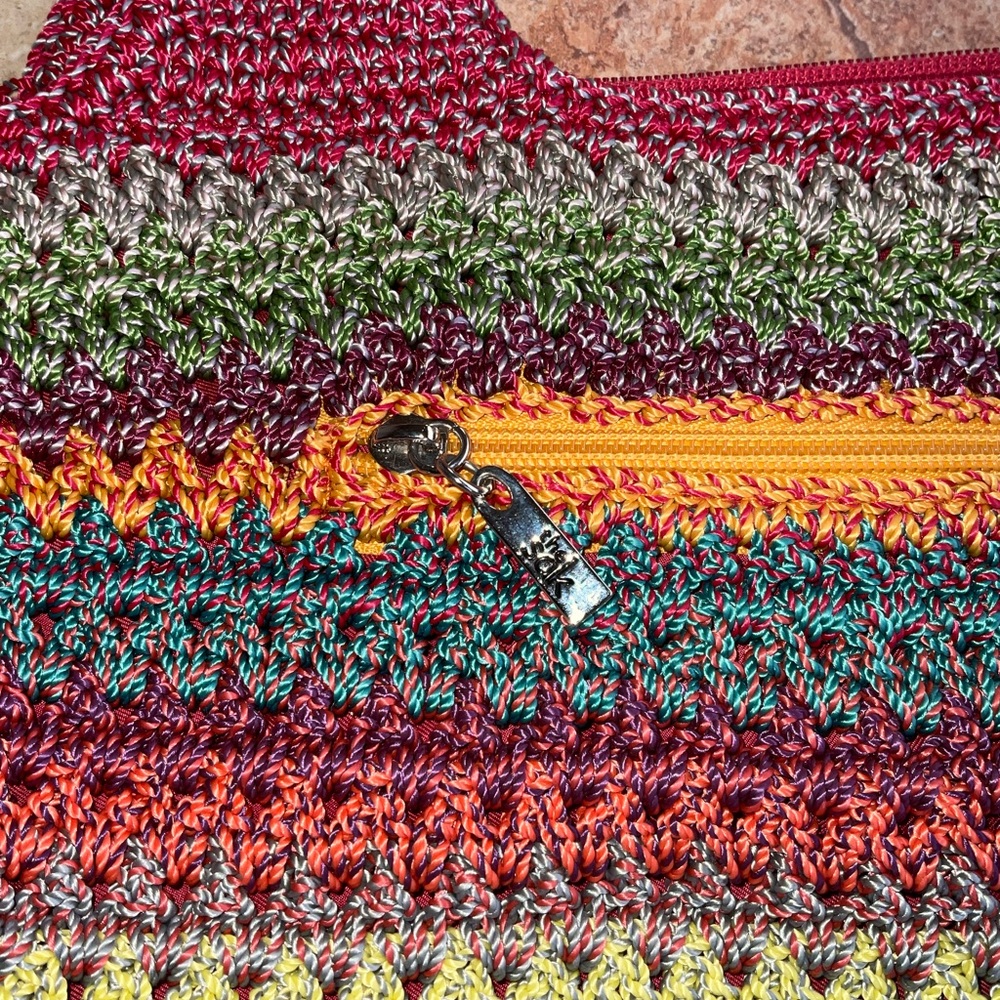The Sak Knit multicolored LG slouchy purse Shoulder bag Red, Blue, Orange Green - Picture 9 of 11